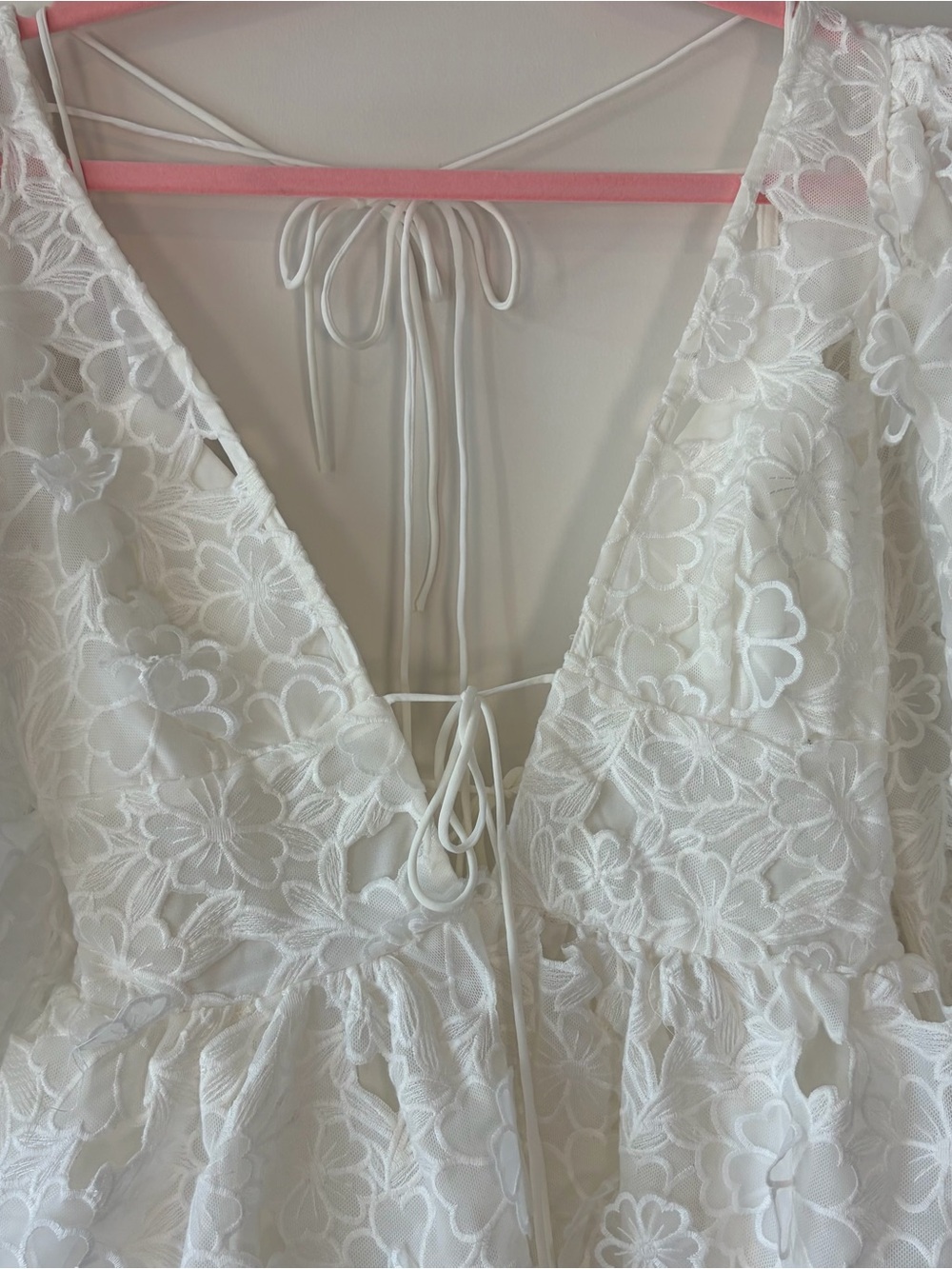 NWT For Love & Lemons Leighton Mini Dress White Floral Embroidered S - Picture 7 of 15